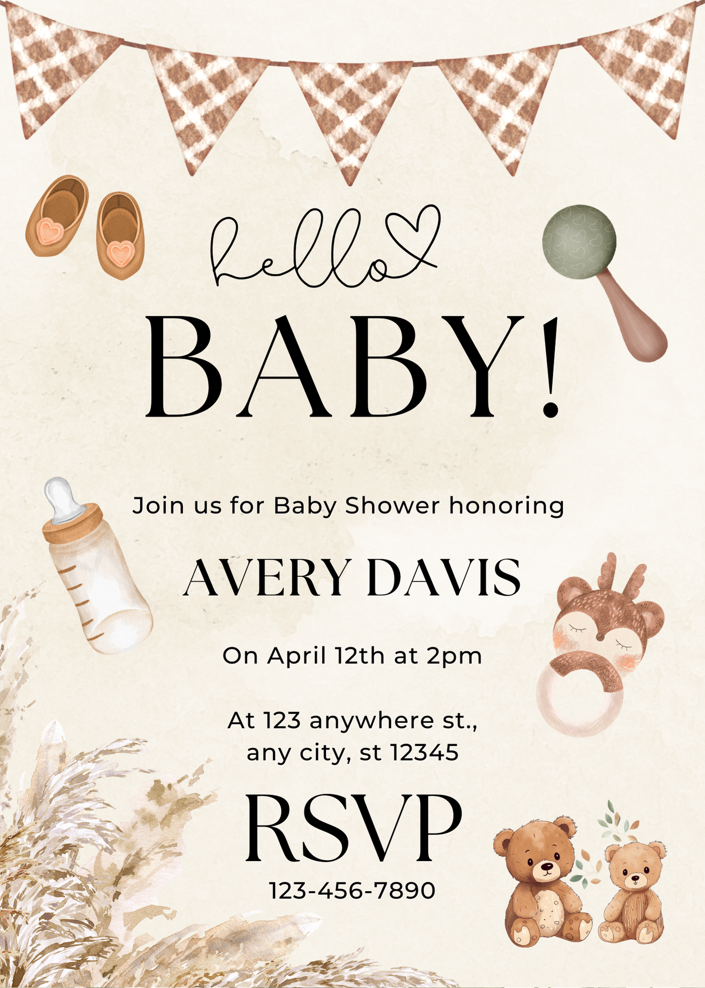 Editable 20 Pack of Baby Shower Invitations