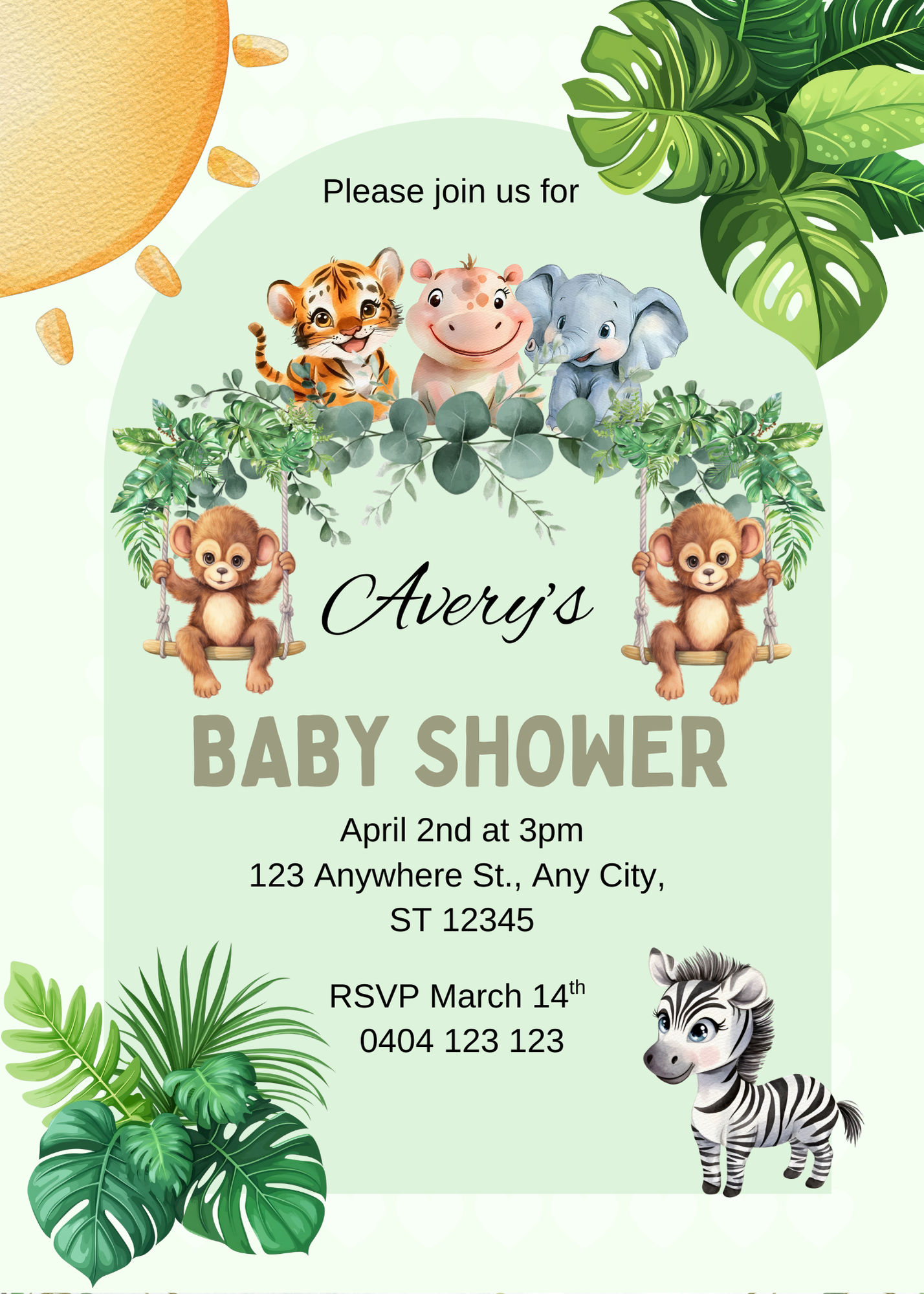 Editable 20 Pack of Baby Shower Invitations