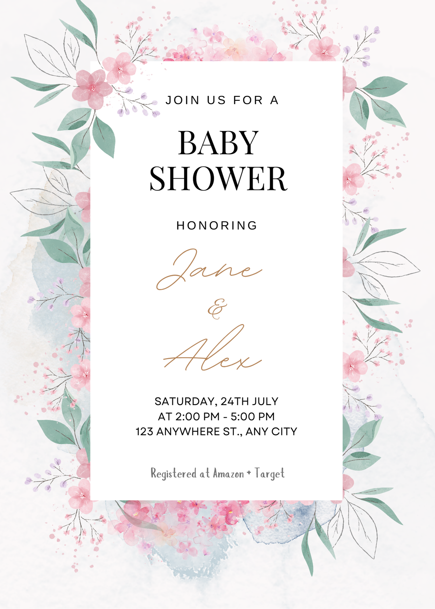 Editable 20 Pack of Baby Shower Invitations