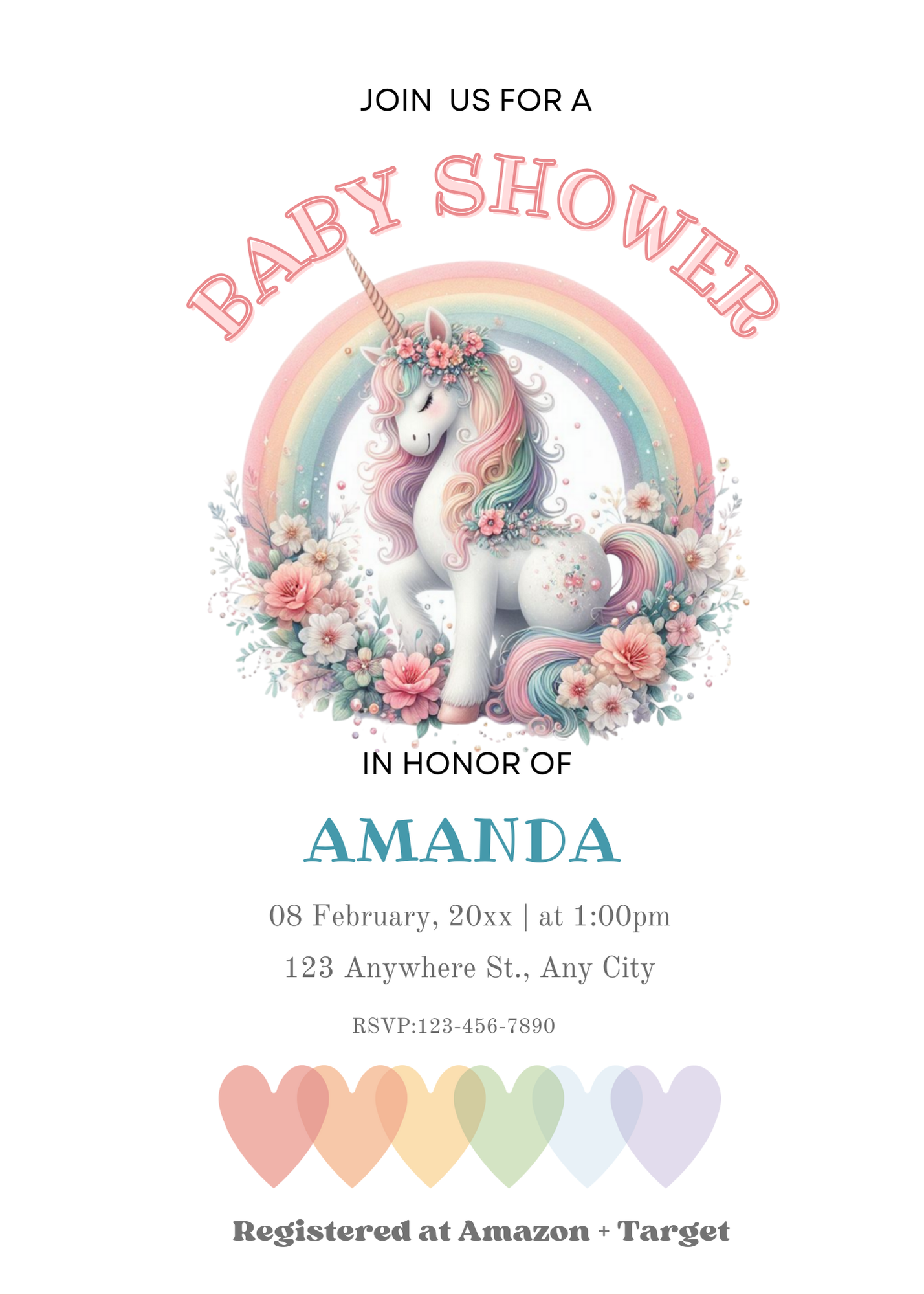 Editable 20 Pack of Baby Shower Invitations