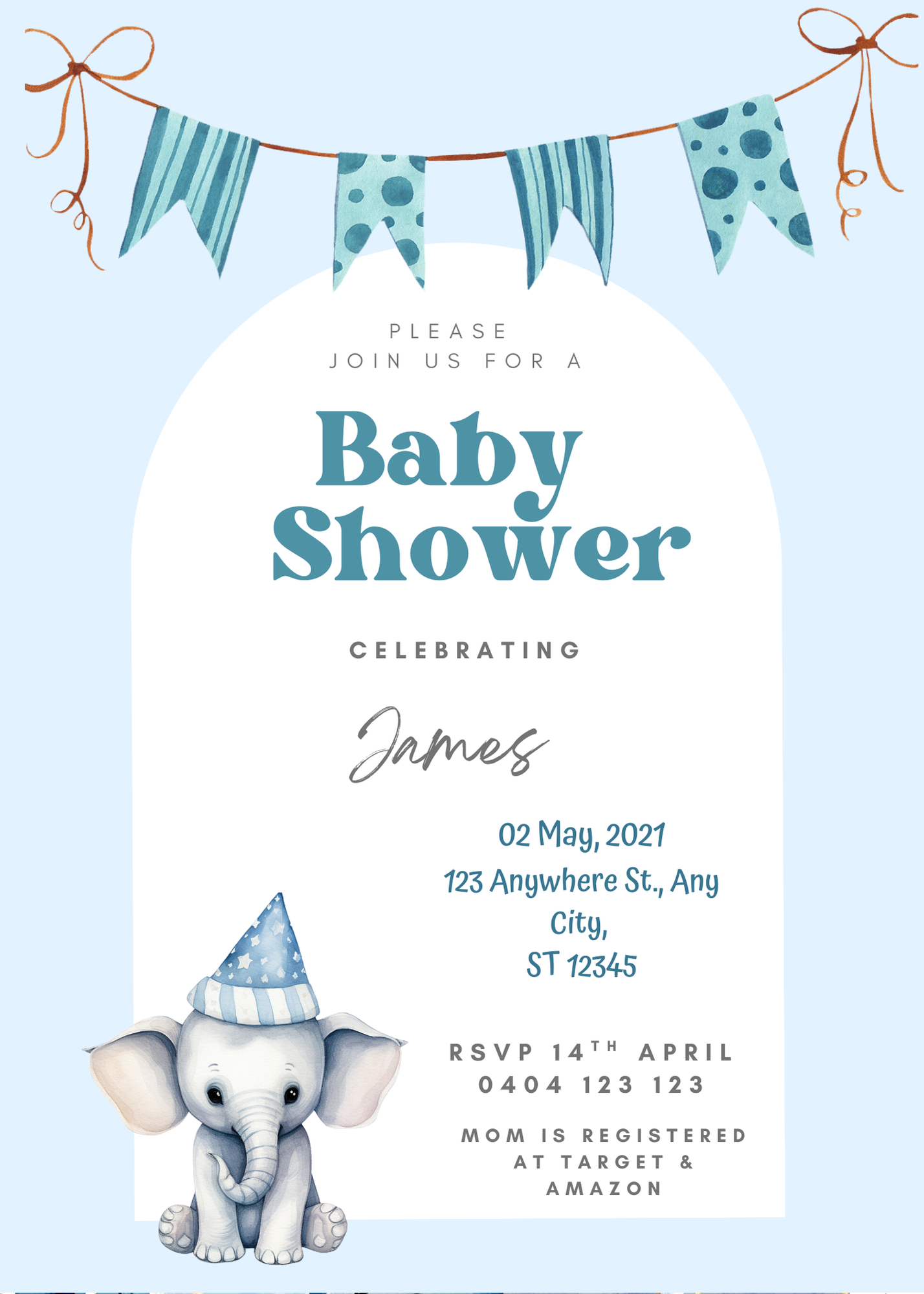 Editable 20 Pack of Baby Shower Invitations