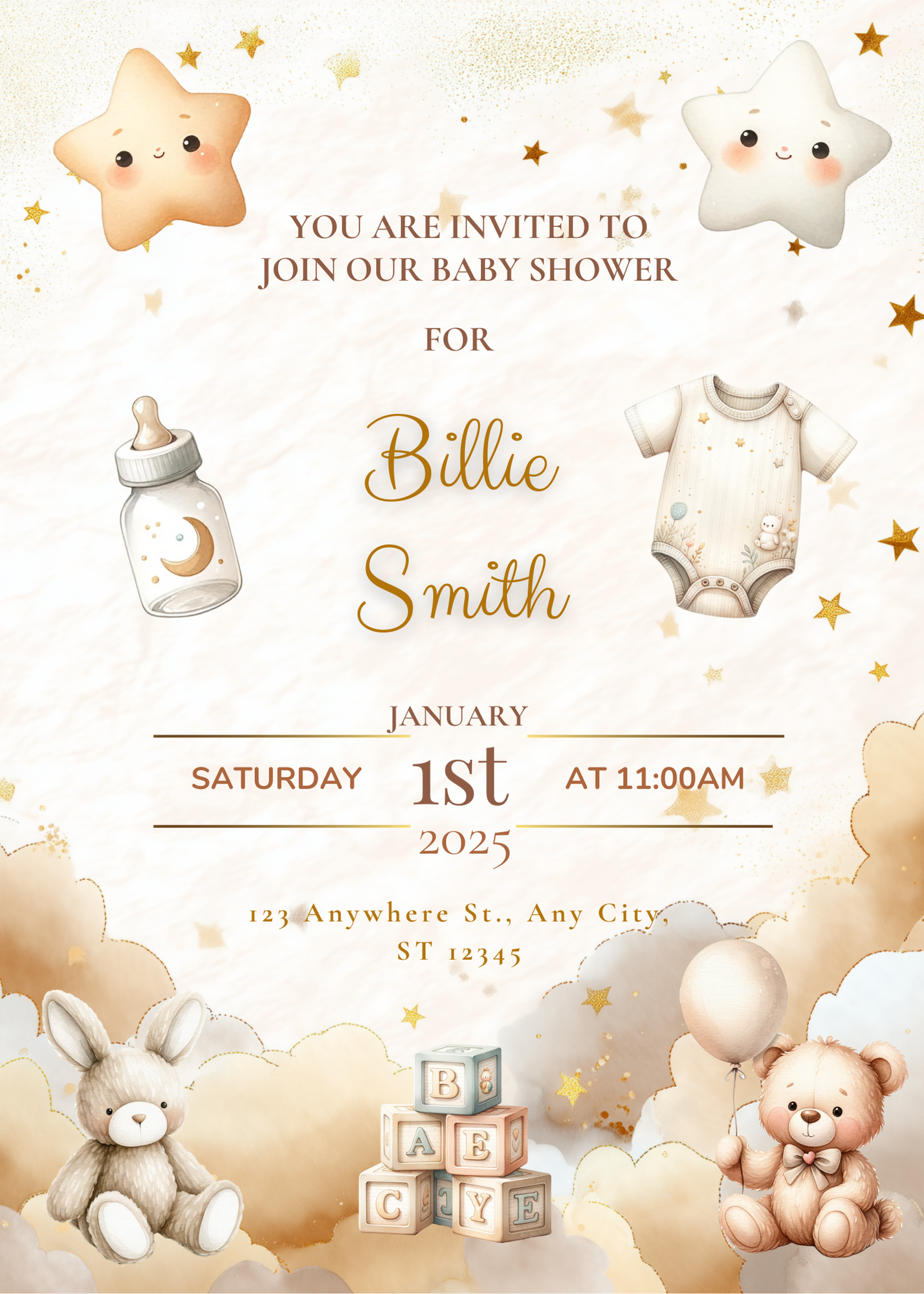 Editable 20 Pack of Baby Shower Invitations