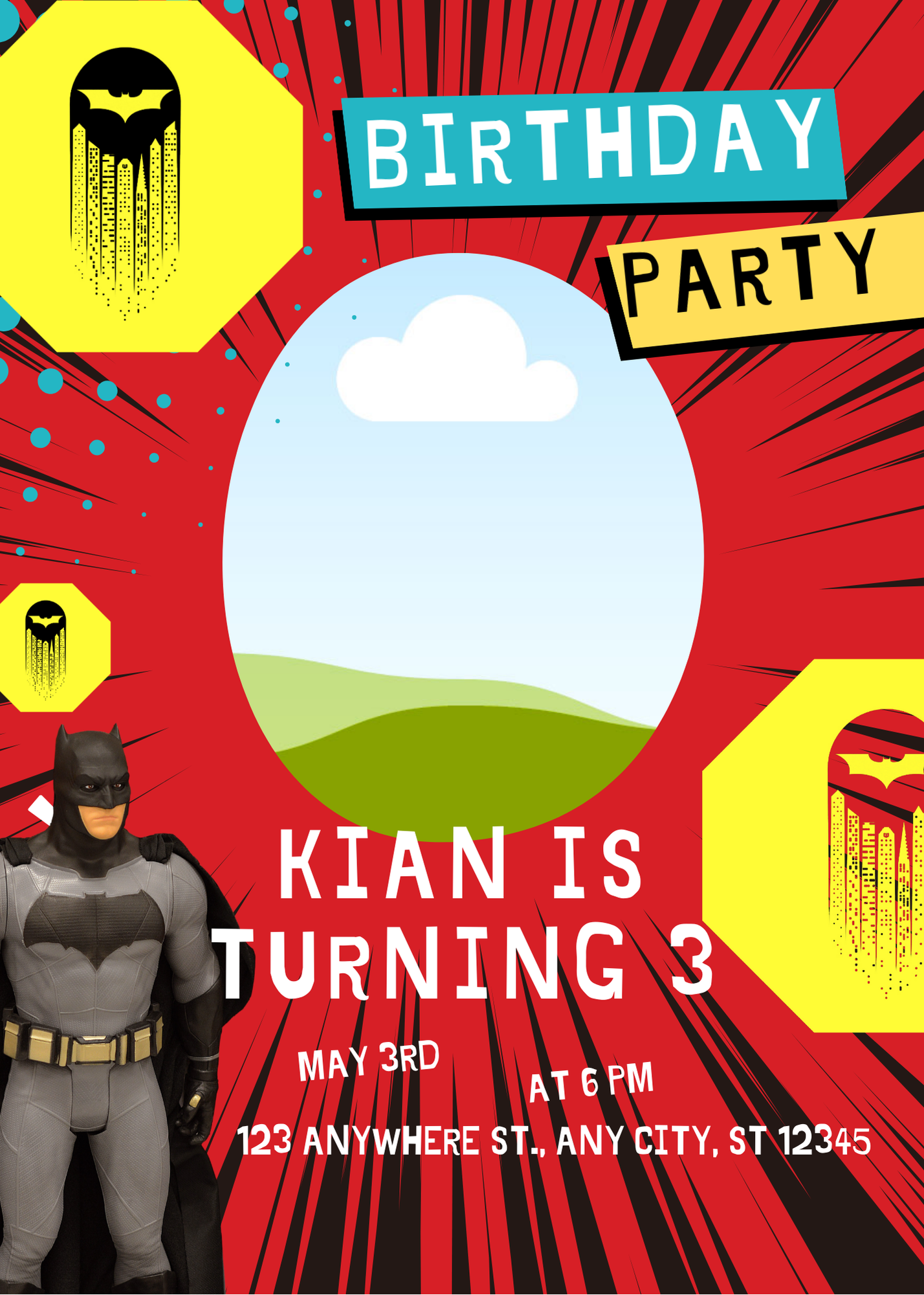 Editable "Batman Theme" Birthday Invitation