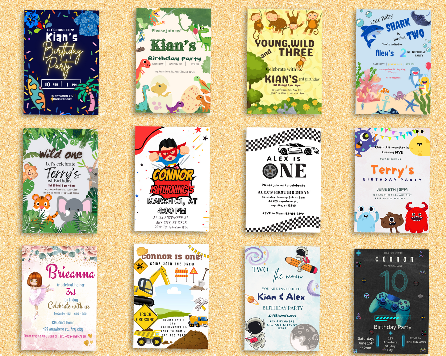 100 Editable Birthday Invitation Pack