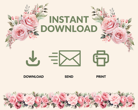 Editable Blush Floral & Gold 8 Piece Wedding Bundle