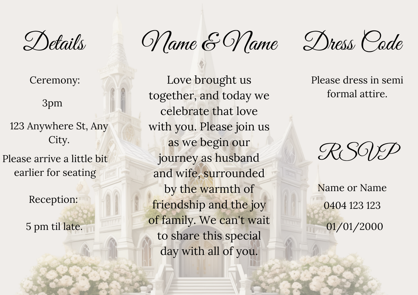 Editable Digital Wedding 6 Piece Package