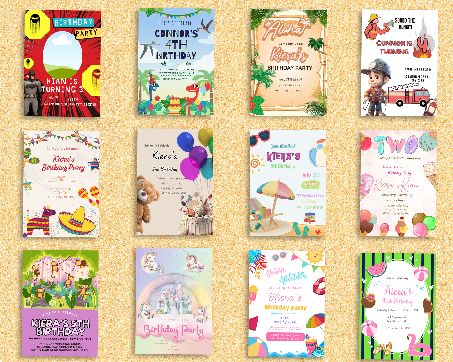 100 Editable Birthday Invitation Pack
