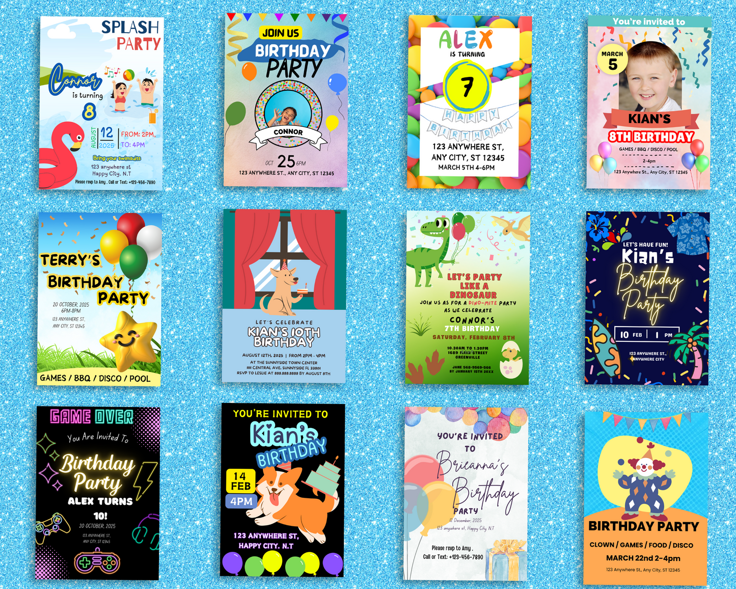 65 Pack of Boy Birthday Invitations