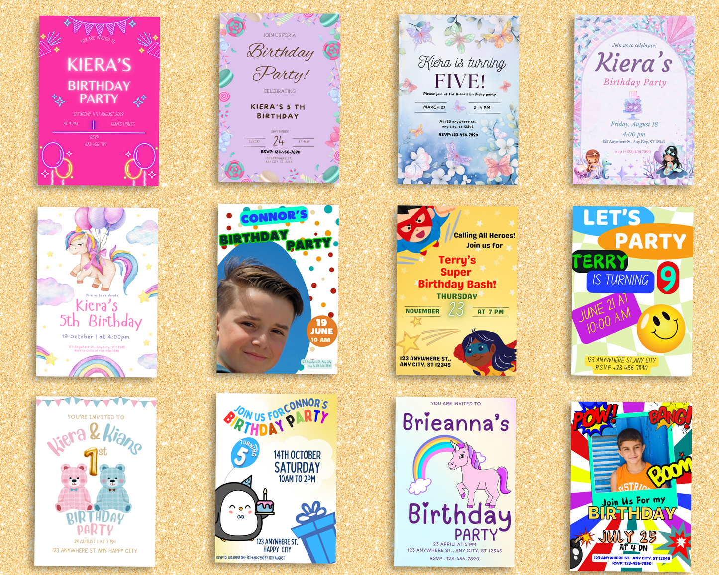 100 Editable Birthday Invitation Pack