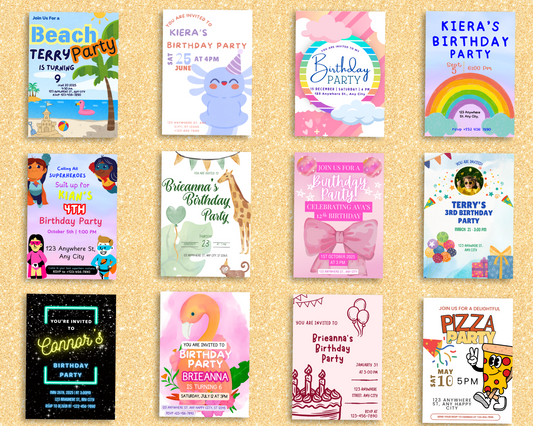 100 Editable Birthday Invitation Pack