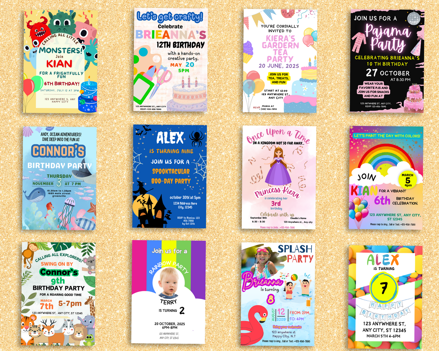 100 Editable Birthday Invitation Pack