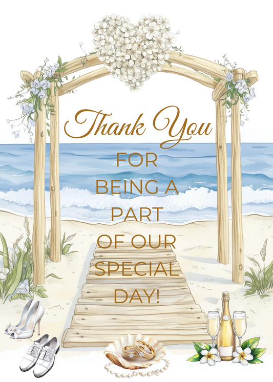 Editable Beach Themed Wedding Invitation