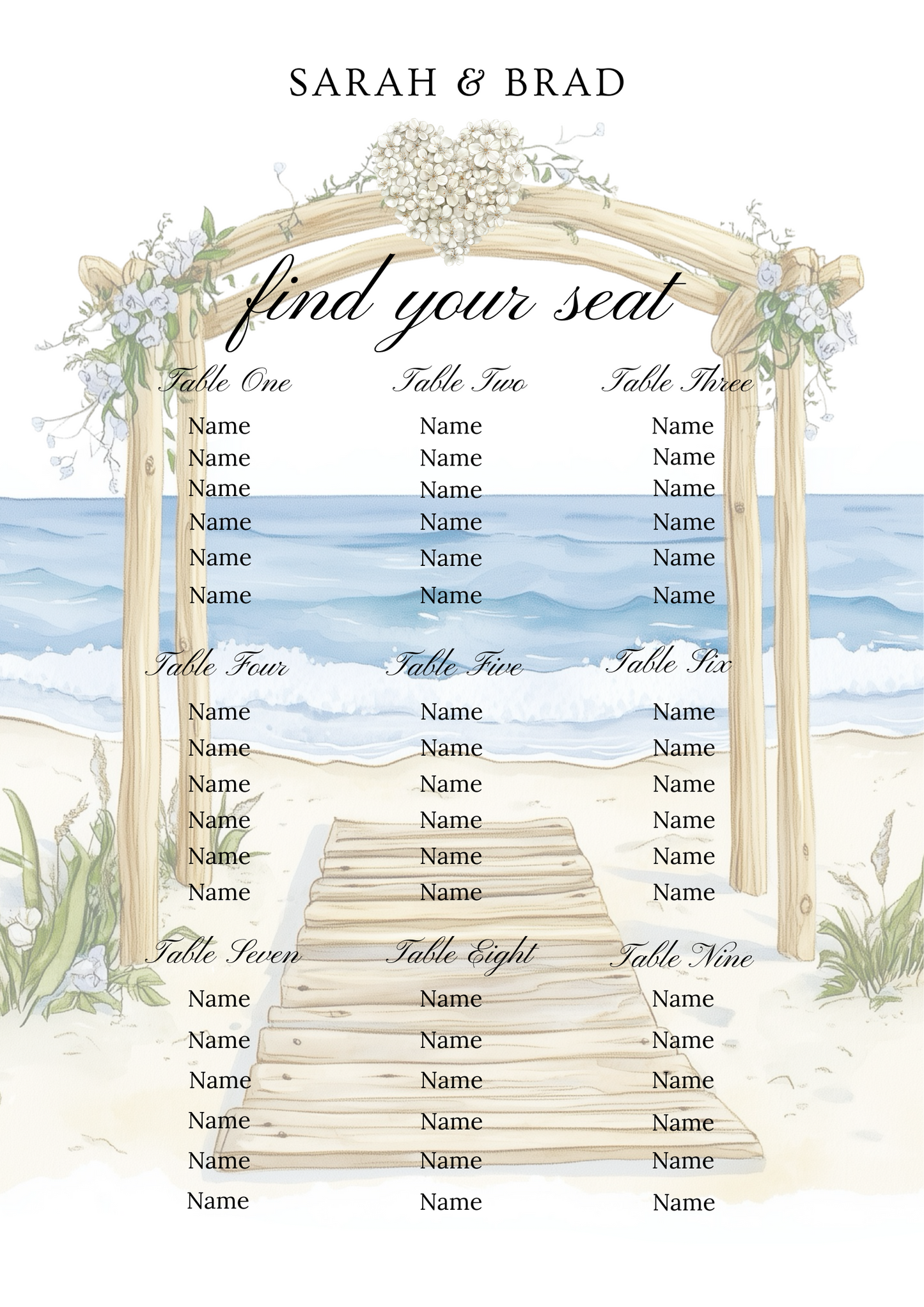Editable Beach Themed Wedding Package