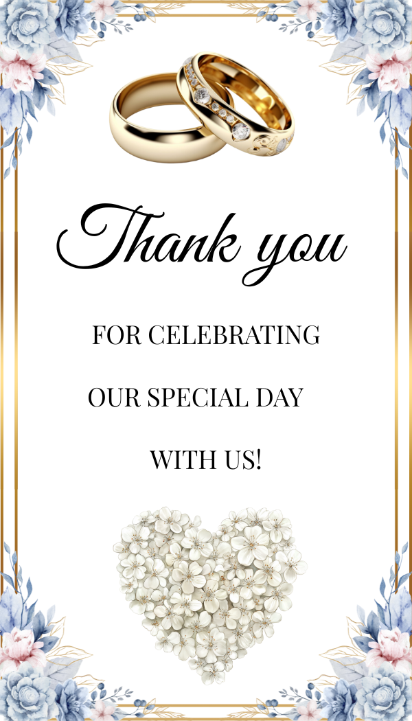 Editable Blue & Gold Floral Wedding Invitation, Details & RSVP Package