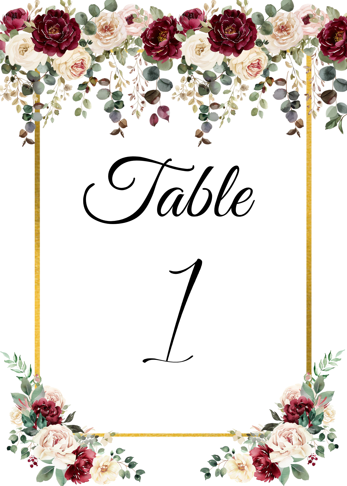 Editable Burgundy Rose 8 Piece Wedding Bundle