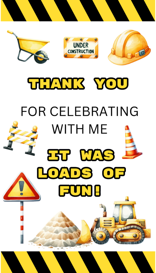 Editable Digital Construction Themed 7th Birthday Invitation