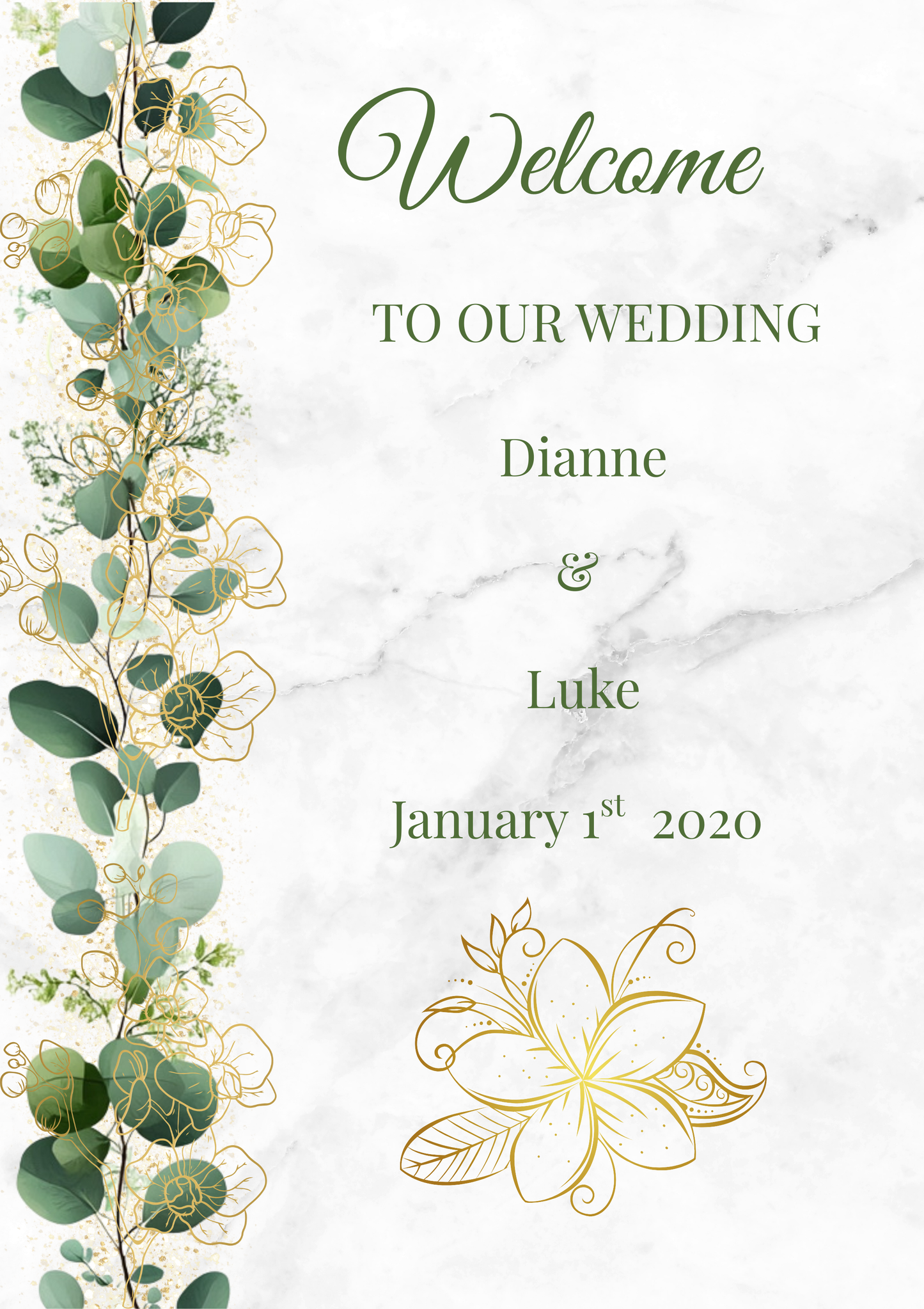Editable Eucalyptus & Gold Floral Wedding Package