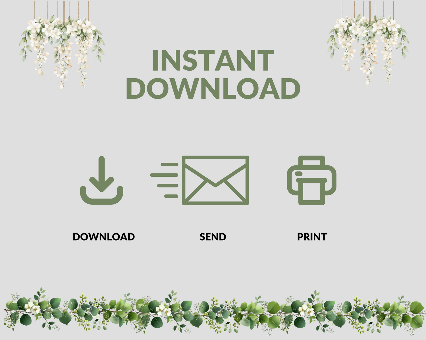 Editable Eucalyptus & Gold Floral Wedding Package