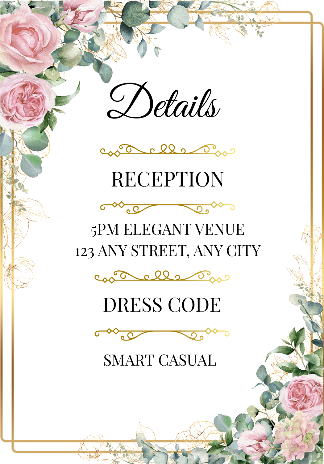 Editable Blush Floral & Gold 4 Piece Wedding Bundle
