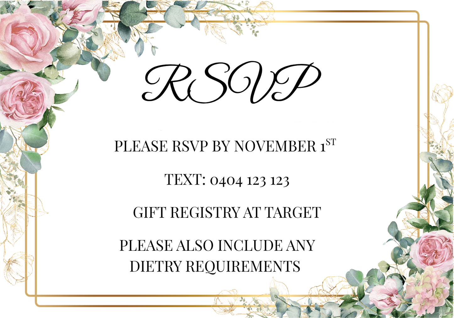 Editable Blush Floral & Gold 4 Piece Wedding Bundle
