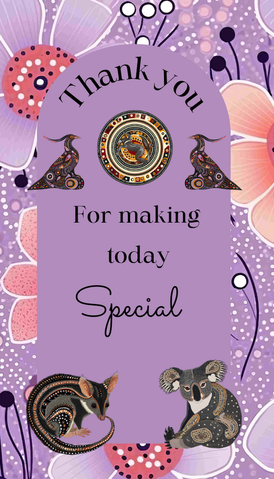 Editable Purple Floral Aboriginal Art Birthday Invitation