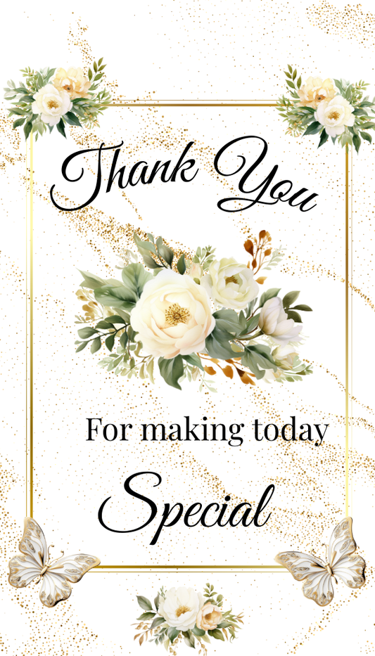 Editable Digital White Rose & Butterfly Birthday Invitation