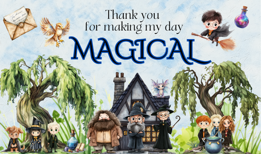 Numbered 1 to 12 Editable Harry Potter Themed Birthday Invitations - Bonus Favor Bag Tag