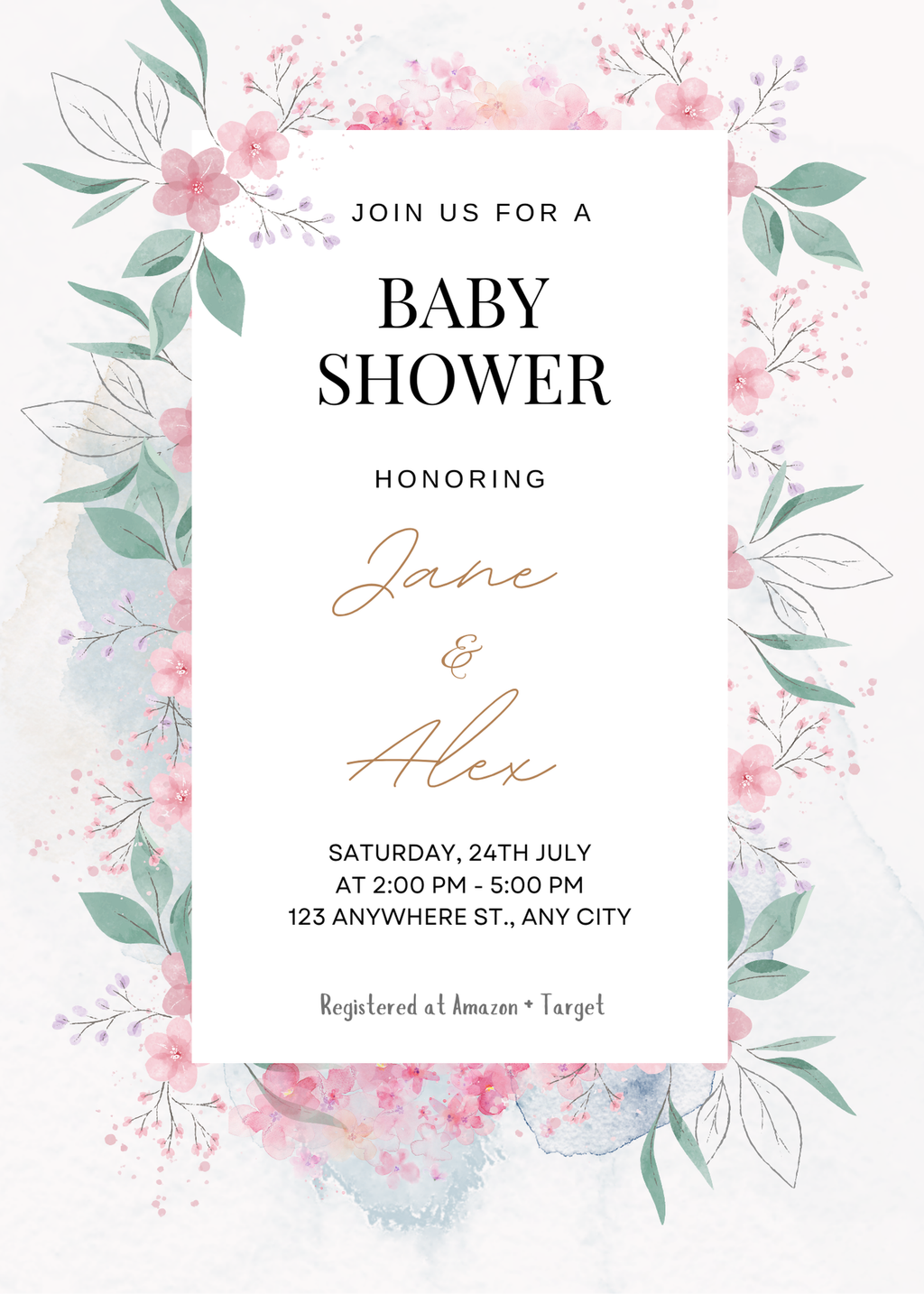 Editable 20 Pack of Baby Shower Invitations