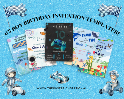 65 Pack of Boy Birthday Invitations