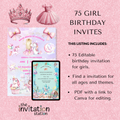 75 Pack of Girl Birthday Invitations