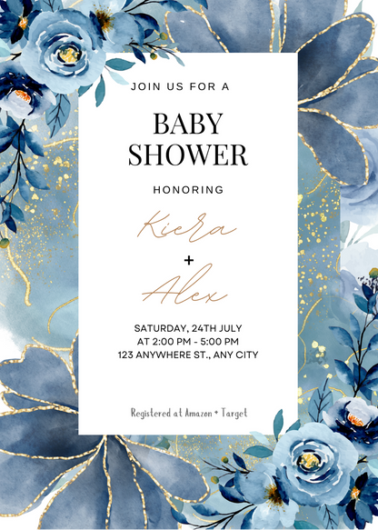 Editable 20 Pack of Baby Shower Invitations