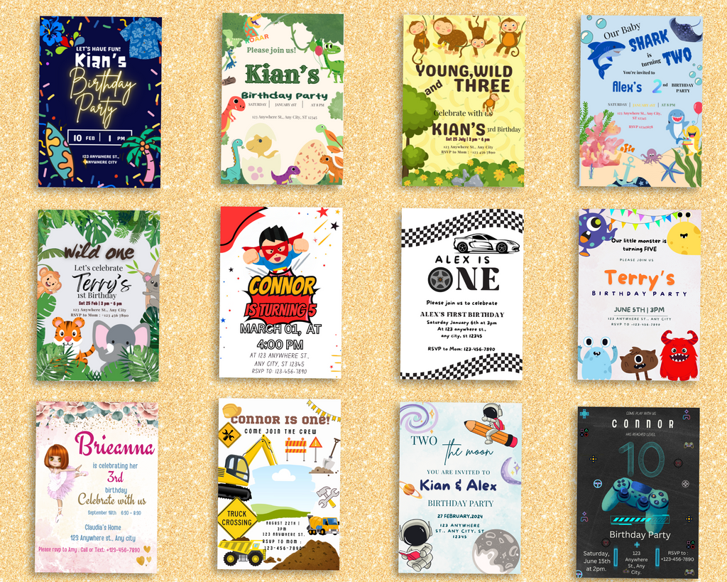 100 Editable Birthday Invitation Pack