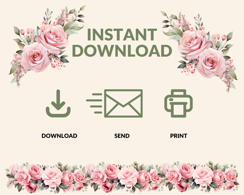 Editable Blush Floral & Gold 8 Piece Wedding Bundle