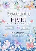 Editable Blue Butterfly Birthday Invitation