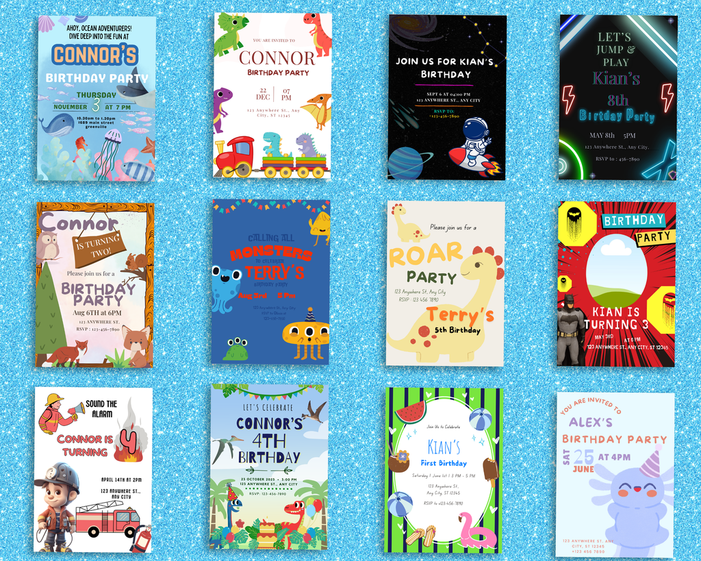 65 Pack of Boy Birthday Invitations