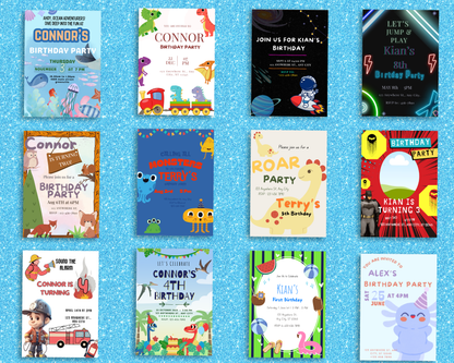 65 Pack of Boy Birthday Invitations
