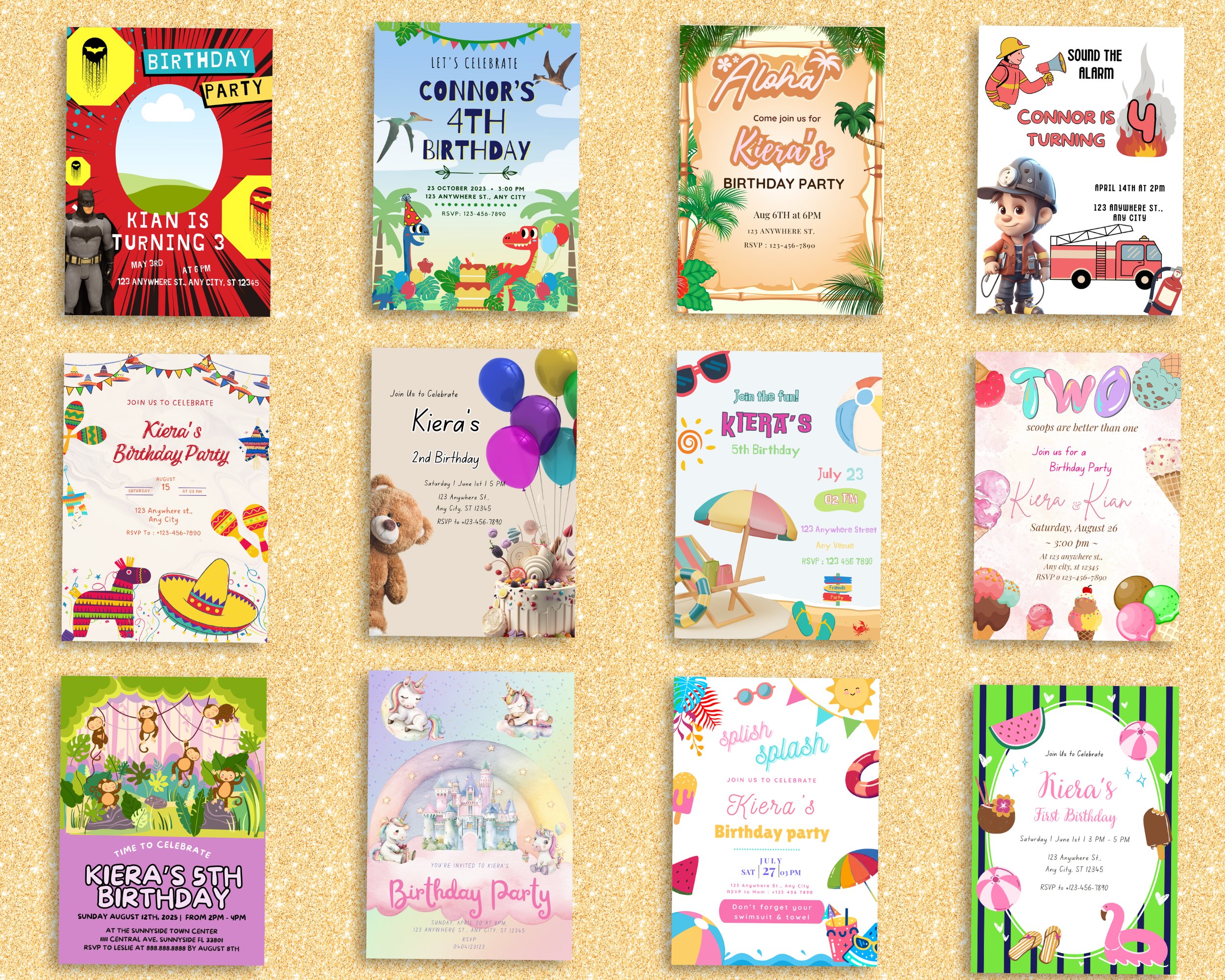 100 Editable Birthday Invitation Pack