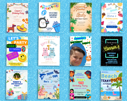 65 Pack of Boy Birthday Invitations