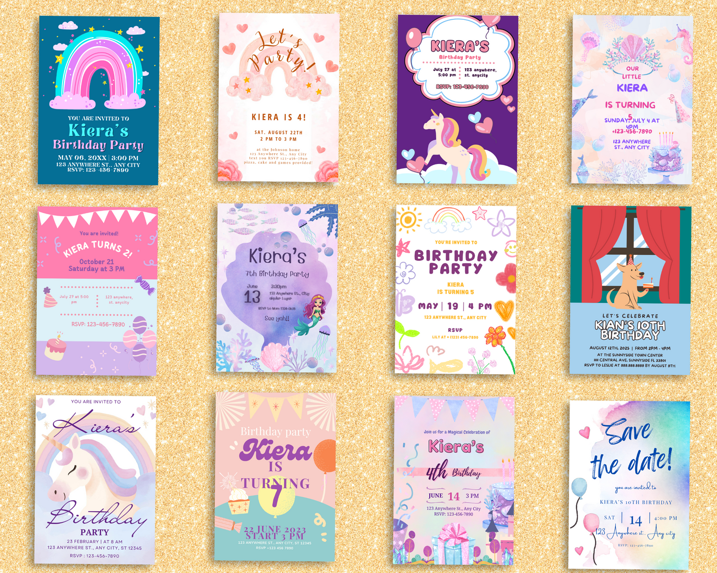 100 Editable Birthday Invitation Pack