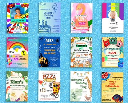 65 Pack of Boy Birthday Invitations