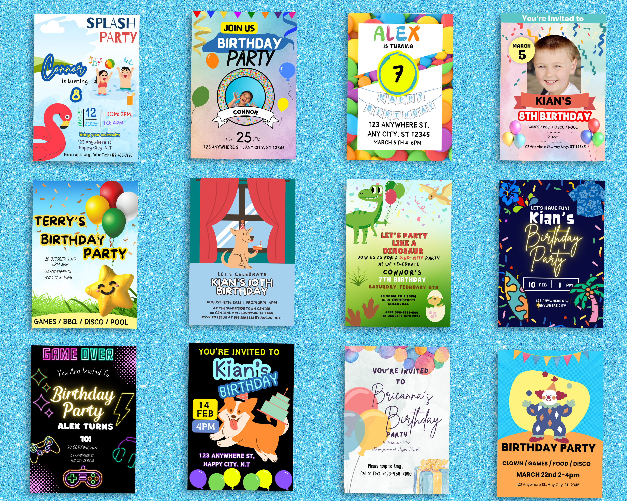 65 Pack of Boy Birthday Invitations