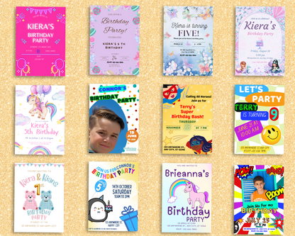 100 Editable Birthday Invitation Pack