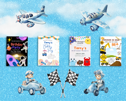 65 Pack of Boy Birthday Invitations