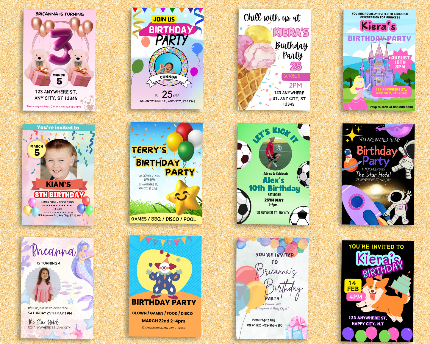100 Editable Birthday Invitation Pack