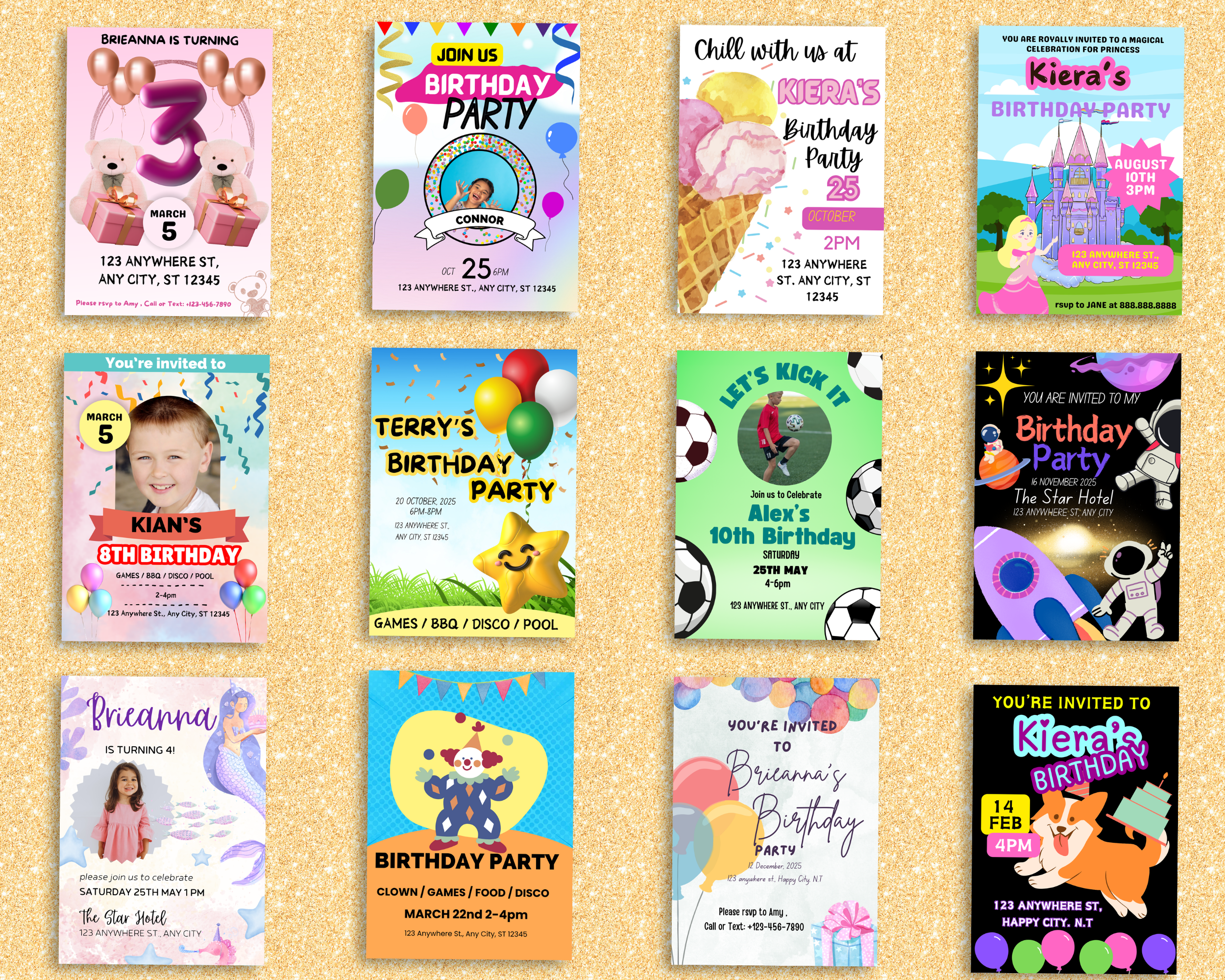 100 Editable Birthday Invitation Pack