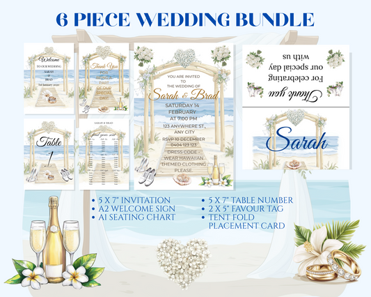Editable Beach Themed Wedding Package
