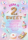 Editable "Two Sweet" Birthday Invitation