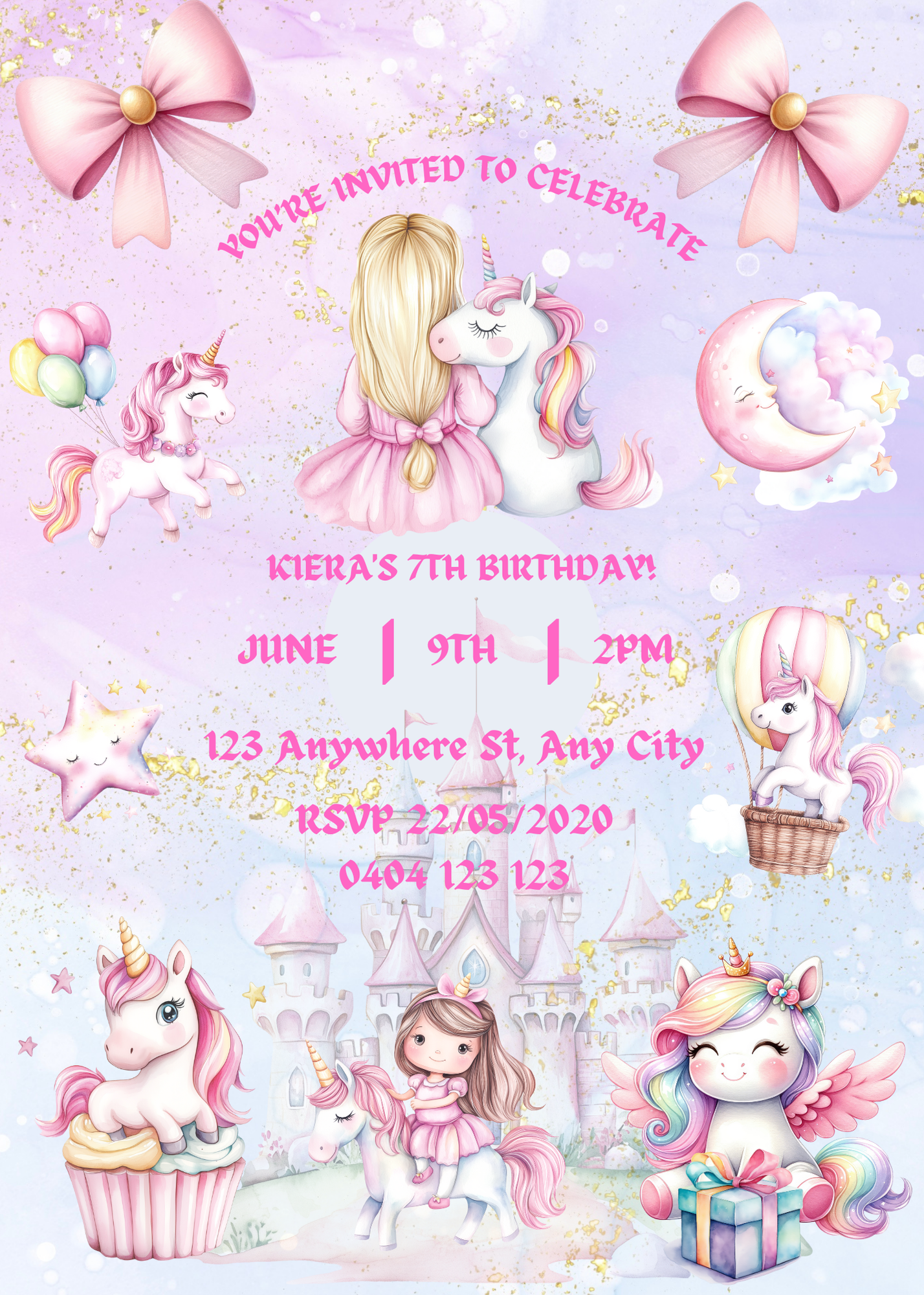 Editable Uncicorn Birthday Invitation