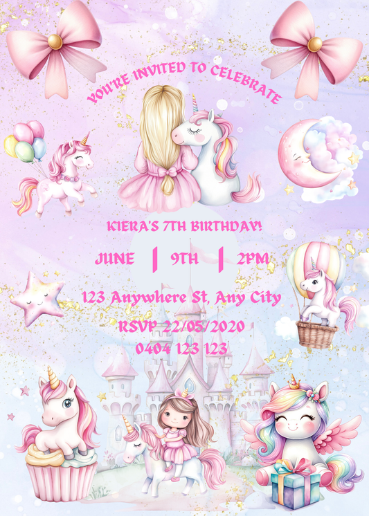 Editable Uncicorn Birthday Invitation