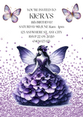 Editable Purple Fairy & Butterfly Birthday Invitation, Bonus Free Gift Tag